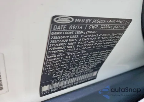 2016 Land Rover Range Rover Sport Se из США, поврежденный, VIN SALWG2PF1GA114789